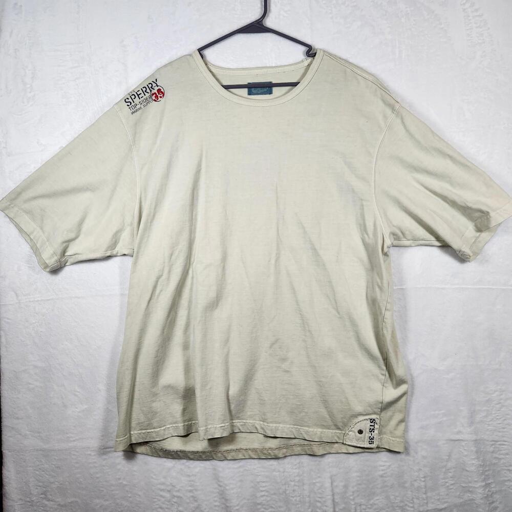 Vintage Sperry Top Sider Logo Heavyweight Tshirt Off‎ White Mens Size XL